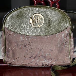 Vintage NINA RICCI Leather and Canvas Crossbody Bag